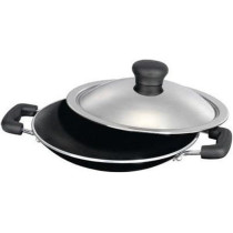 Mithra Non Stick Appam Pan With Lid And Accessories Grey/Black/Silver 22X5X28Cm