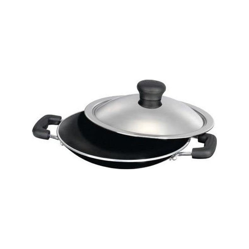 Mithra Non Stick Appam Pan With Lid And Accessories Grey/Black/Silver 22X5X28Cm