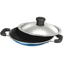 Mithra Non Stick Appam Pan With Lid And Accessories Blue/Silver/Black 22X5X28Cm