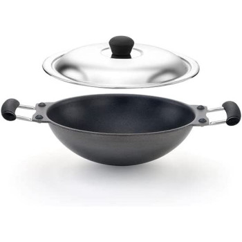 Mithra Deep Non Stick Appachatti Hoppers Pan With Lid Grey 24Cm