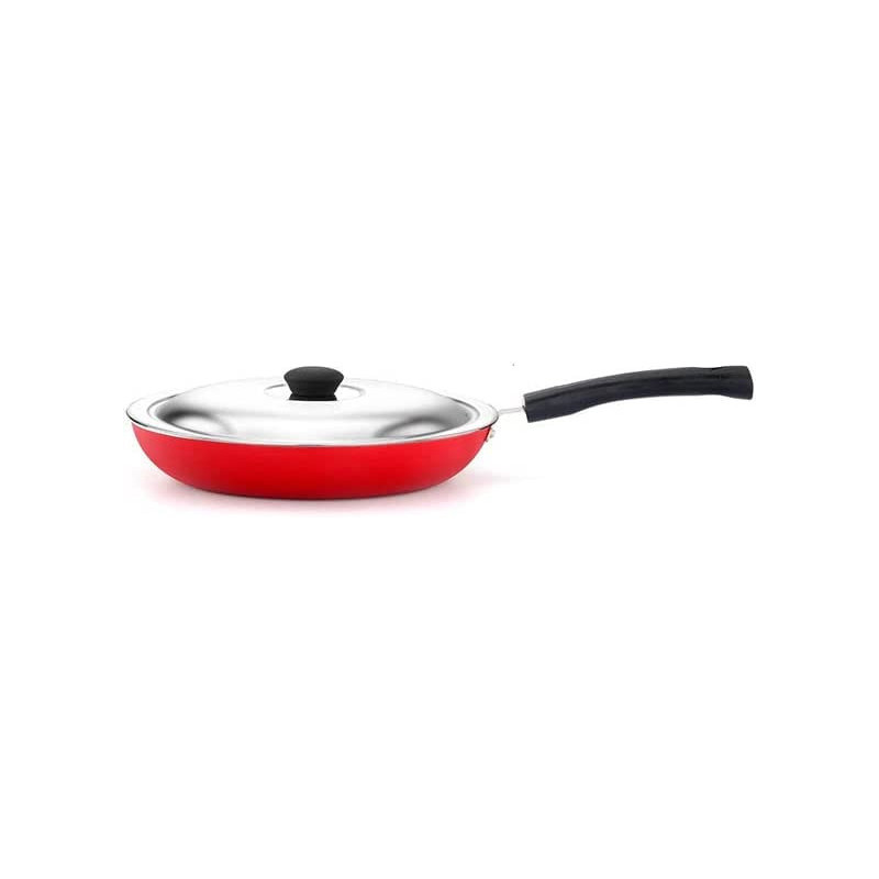 Mithra Non-Stick Fry Pan With Lid Red/Black/Silver 26Cm