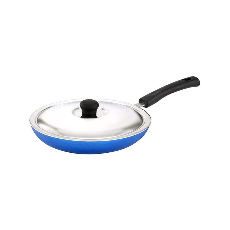 Mithra Non-Stick Fry Pan With Lid Blue 26Centimeter