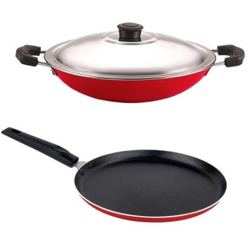 Mithra Non-Stick Combo Cookware Cooking Set Red/Black