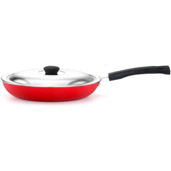 Mithra Non-Stick Fry Pan With Lid Red/Black/Silver 24Cm