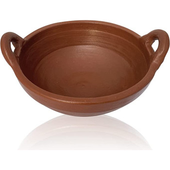 Taj Handmade Earthen Clay Kadai Pot Clay Chatti Wok Natural Cookware Serving Pot Made By Indian Artisan 24Cm Red