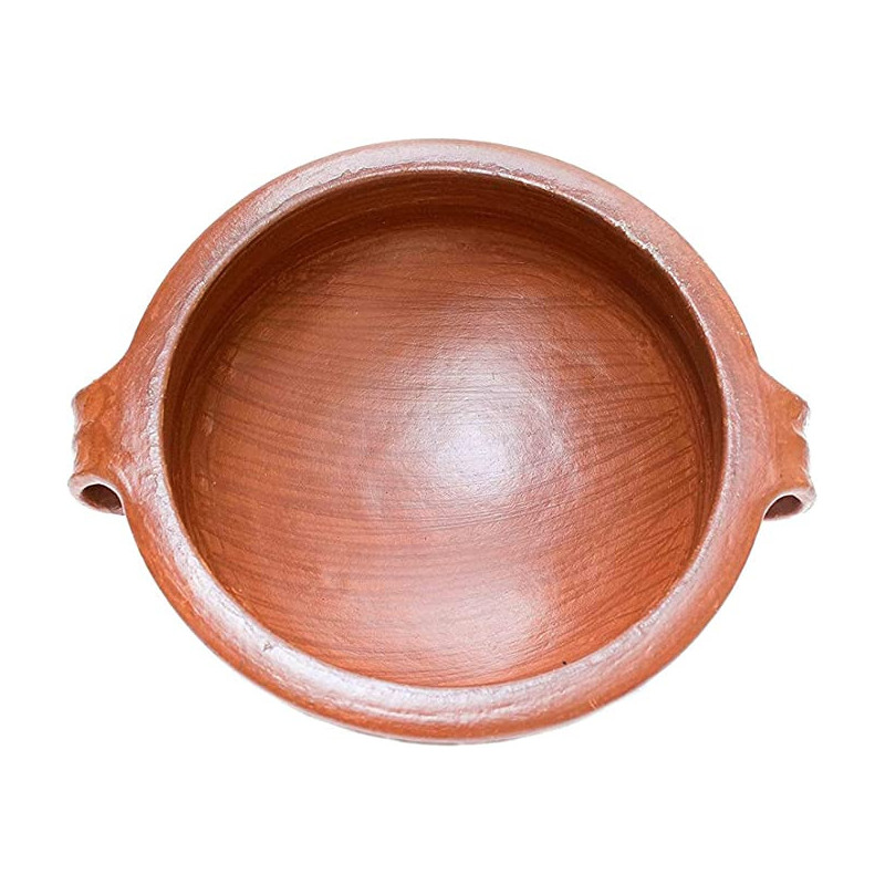 Handmade Earthen Clay Kadai Chatti Pot With Stainless Steel Lid Natural Cookware Serving Pot Made By Indian Artisan Red 3 Liter