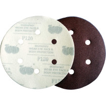 Pack Of 100Pcs Sandpaper Velcro Hook Sand Disc 150Mm Diameter Aluminum Oxide Sand Paper Grit 320 With 6 Holes