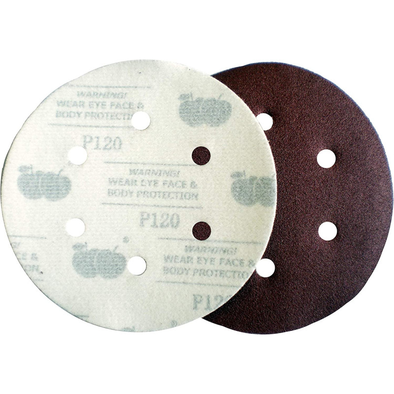 Pack Of 100Pcs Sandpaper Velcro Hook Sand Disc 150Mm Diameter Aluminum Oxide Sand Paper Grit 320 With 6 Holes