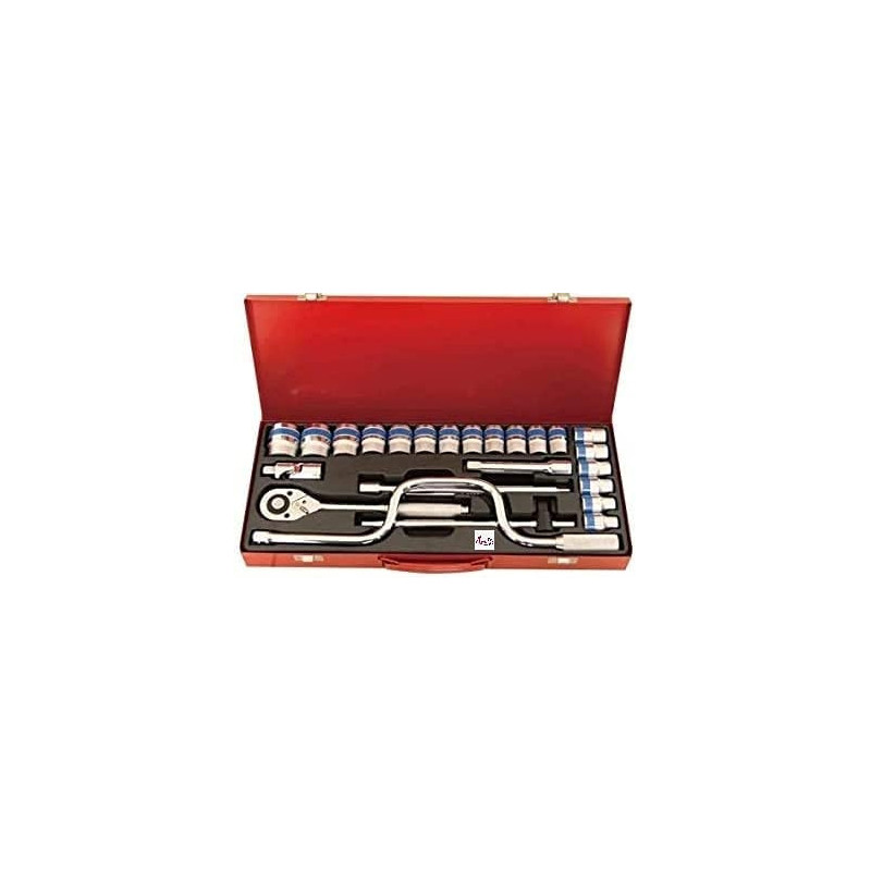 Abbasali 24Pcs Socket Set 6Pt 1 2 Inch With Metal Case