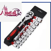Abbasali 12Pcs 1 2 Inch Ratchet Socket Wrench Set Drive Socket Set With 10 Sockets 10 1517192224Mm