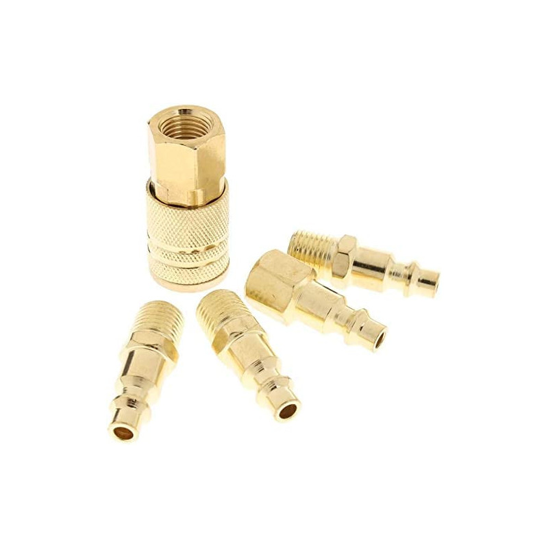 Abbasali 5 Pcs Brass Quick Coupler Air Hose Line End Connector Set For Compressor 1 4 Inch