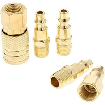 Abbasali 5 Pcs Brass Quick Coupler Air Hose Line End Connector Set For Compressor 1 4 Inch