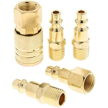 Abbasali 5 Pcs Brass Quick Coupler Air Hose Line End Connector Set For Compressor 1 4 Inch