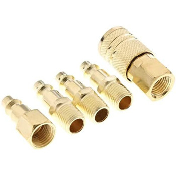 Abbasali 5 Pcs Brass Quick Coupler Air Hose Line End Connector Set For Compressor 1 4 Inch