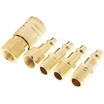 Abbasali 5 Pcs Brass Quick Coupler Air Hose Line End Connector Set For Compressor 1 4 Inch