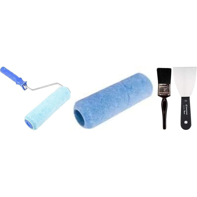 Abbasali Paint Roller 9 With Extra Refil 2 Paint Brush & Putty Knife