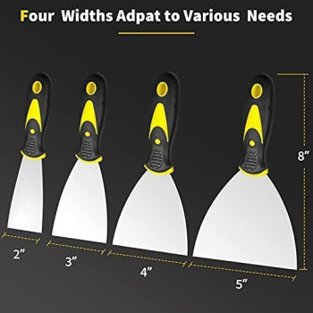 Abbasali Putty Knife 4Pcs Spackle Knife Set 2 3 4 5 In Stainless Steel Finishing Scrapper Taping Knife Tool