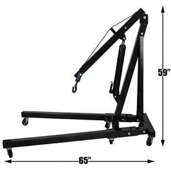 Abbasali Folding 3 Tonne Hoist Lift Jack With Wheels Engine Crane Black