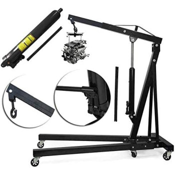 Abbasali Folding 3 Tonne Hoist Lift Jack With Wheels Engine Crane Black