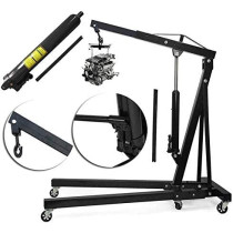 Abbasali Folding 3 Tonne Hoist Lift Jack With Wheels Engine Crane Black