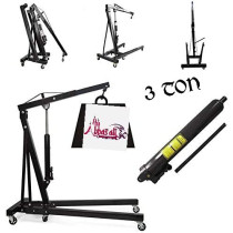 Abbasali Folding 3 Tonne Hoist Lift Jack With Wheels Engine Crane Black