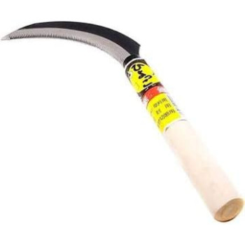 Abbasali Lightweight Gardening Grass Sickle Steel Sharp Wooden Handle Weeding Garden Tool