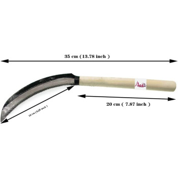 Abbasali Lightweight Gardening Grass Sickle Steel Sharp Wooden Handle Weeding Garden Tool