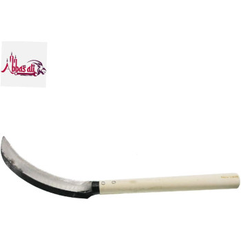 Abbasali Lightweight Gardening Grass Sickle Steel Sharp Wooden Handle Weeding Garden Tool