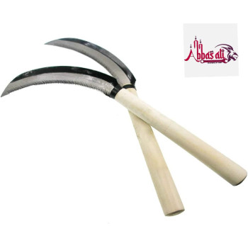Abbasali Lightweight Gardening Grass Sickle Steel Sharp Wooden Handle Weeding Garden Tool