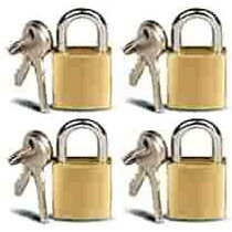Abbasali Set 4 Of Mini Brass Padlocks For Luggage Lockers Solid Brass Keyed Alike Padlocks