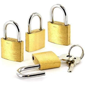 Abbasali Set 4 Of Mini Brass Padlocks For Luggage Lockers Solid Brass Keyed Alike Padlocks