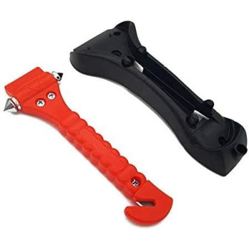 Abbasali Lifehammer 2 In 1 Safety Hammer And Seat Belt Cutter Blade Emergency Escape With Black Holder For Car Bus Truck