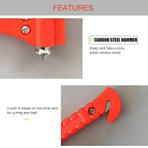 Abbasali Lifehammer 2 In 1 Safety Hammer And Seat Belt Cutter Blade Emergency Escape With Black Holder For Car Bus Truck