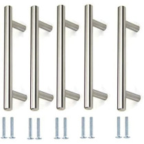 Abbasali Stainless Steel Kitchen Cabinet Drawer T Bar Cabinet And Furniture Brushed Nickel. 10 X Hole Size 6.3 Cm Pack Of 5