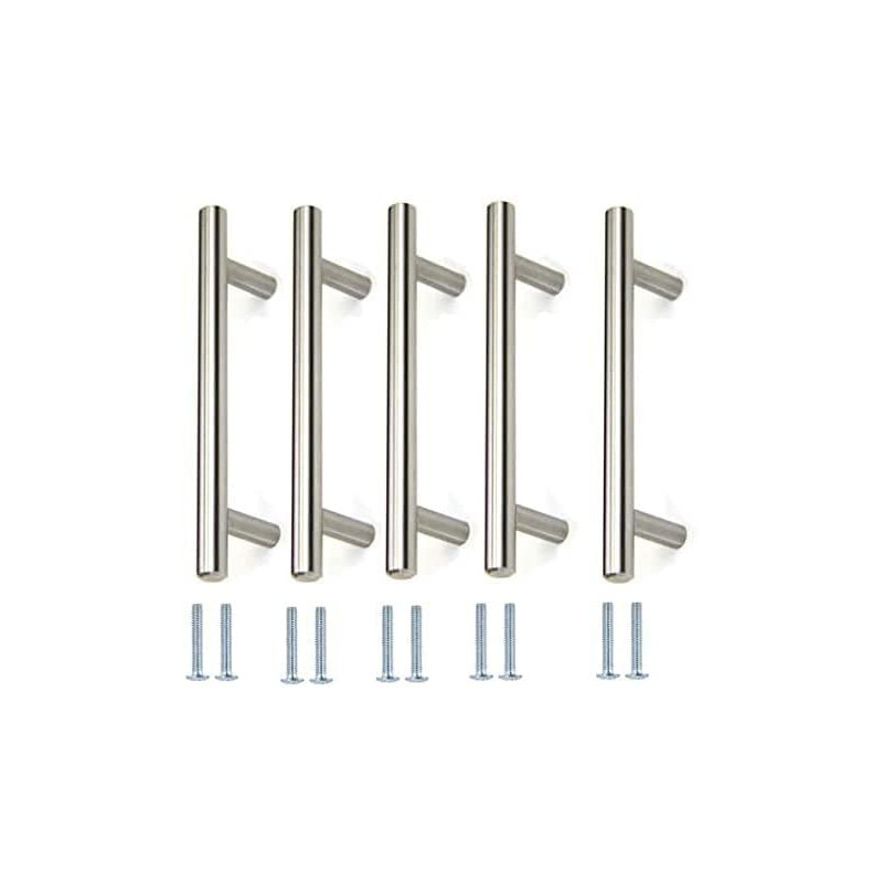 Abbasali Stainless Steel Kitchen Cabinet Drawer T Bar Cabinet And Furniture Brushed Nickel. 10 X Hole Size 6.3 Cm Pack Of 5
