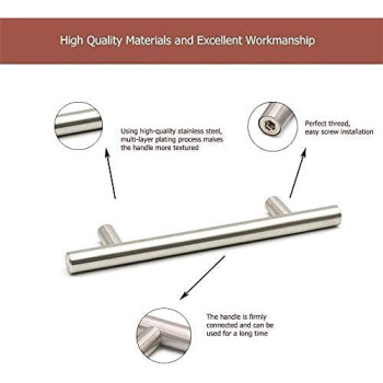 Abbasali Stainless Steel Kitchen Cabinet Drawer T Bar Cabinet And Furniture Brushed Nickel. 10 X Hole Size 6.3 Cm Pack Of 5