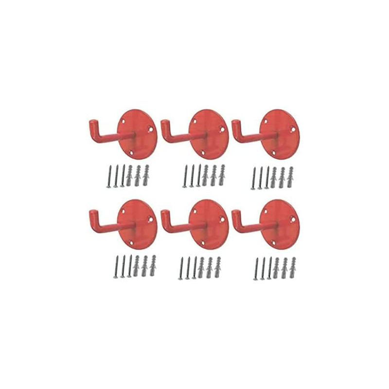 Abbasali 6 Pieces Fire Extinguisher Hook Mount Extinguisher Bracket Wall Hanging Clip Red Color