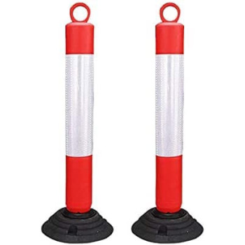 Abbasali Rebound Flexible 75 Cm Road Traffic Safety Knock Down High Quality Pvc Bollards Spring Post Reflective Tape Pack Of 2