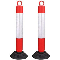 Abbasali Rebound Flexible 75 Cm Road Traffic Safety Knock Down High Quality Pvc Bollards Spring Post Reflective Tape Pack Of 2
