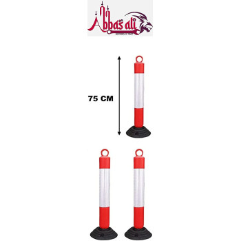 Abbasali Rebound Flexible 75 Cm Road Traffic Safety Knock Down High Quality Pvc Bollards Spring Post Reflective Tape Pack Of 2