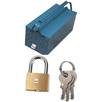 Abbasali 3 Tier Foldable Big Tool Box Metal Material Side By Side Open Folding Tool Box With 2Pcs 20Mm Padlock