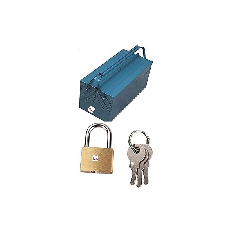 Abbasali 3 Tier Foldable Big Tool Box Metal Material Side By Side Open Folding Tool Box With 2Pcs 20Mm Padlock