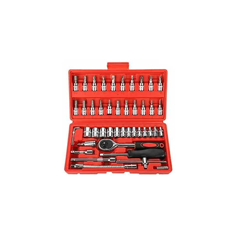 Abbasali 46Pcs Ratchet Wrench Socket Tools Set Metric 1 4 Drive Screwdriver With Box