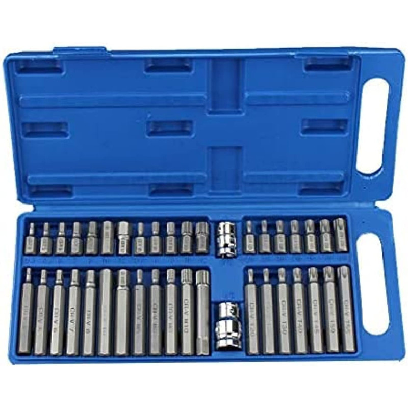 Abbasali Vehicle Accessories 40Pcs Torx Star Spline Hex Allen Key Socket Bit Set 3 8 And 1 2 Drive Long Deep