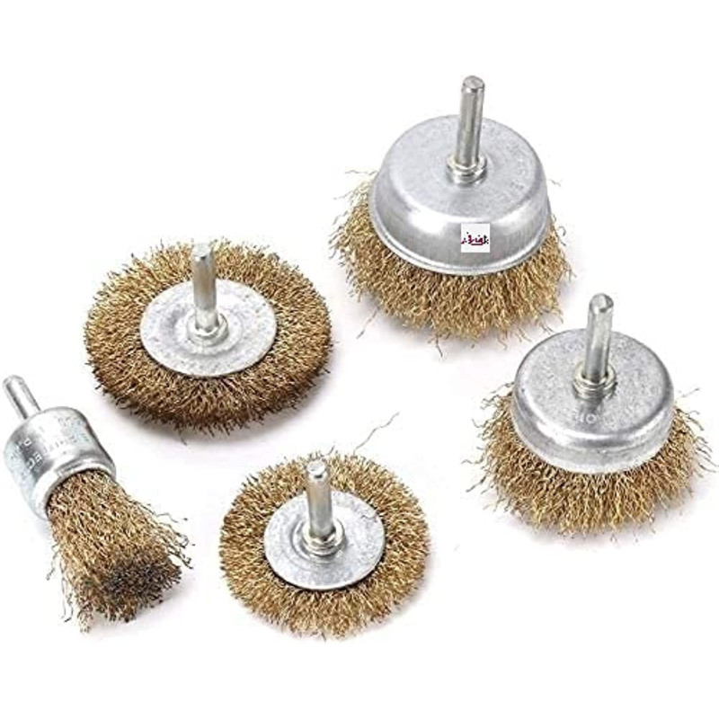 Abbasali Set Of 5 Wire Wheel And Cup Brush Set For Drill Attachments Deburring Rust Edges Removal