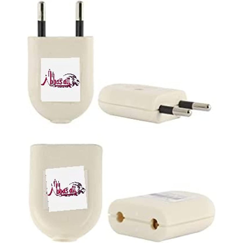 Abbasali Eu Round Two Pin Plug Pair Of Male Plug And Female Plug Pack Of 2 Tp 2PmplusTs 2Pf White