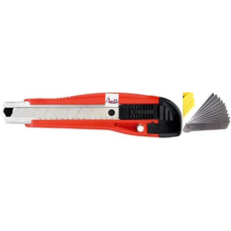 Abbasali Ali Pvc Body Knife Cutter 18Mm With 10Pcs Of Spare Blades Used To Cut Papercartoonleathercarpet Etc