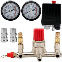 Abbasali Air Compressor Pressure Valve Switch Silent Valve Switch Pressure Regulator Gauge Adjustable Outlet Valve Parts 175Psi