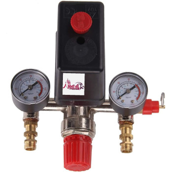 Abbasali Air Compressor Pressure Valve Switch Silent Valve Switch Pressure Regulator Gauge Adjustable Outlet Valve Parts 175Psi