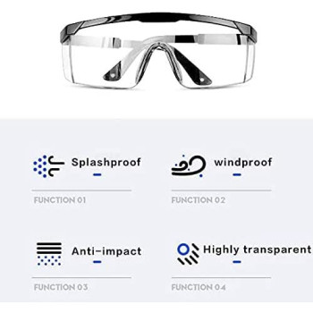 Abbasali Transparent Safety Goggles Anti Splash Impact Resistant Work Clear Lens Pack Of 2Pcs